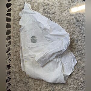 Long sleeve white button down dress